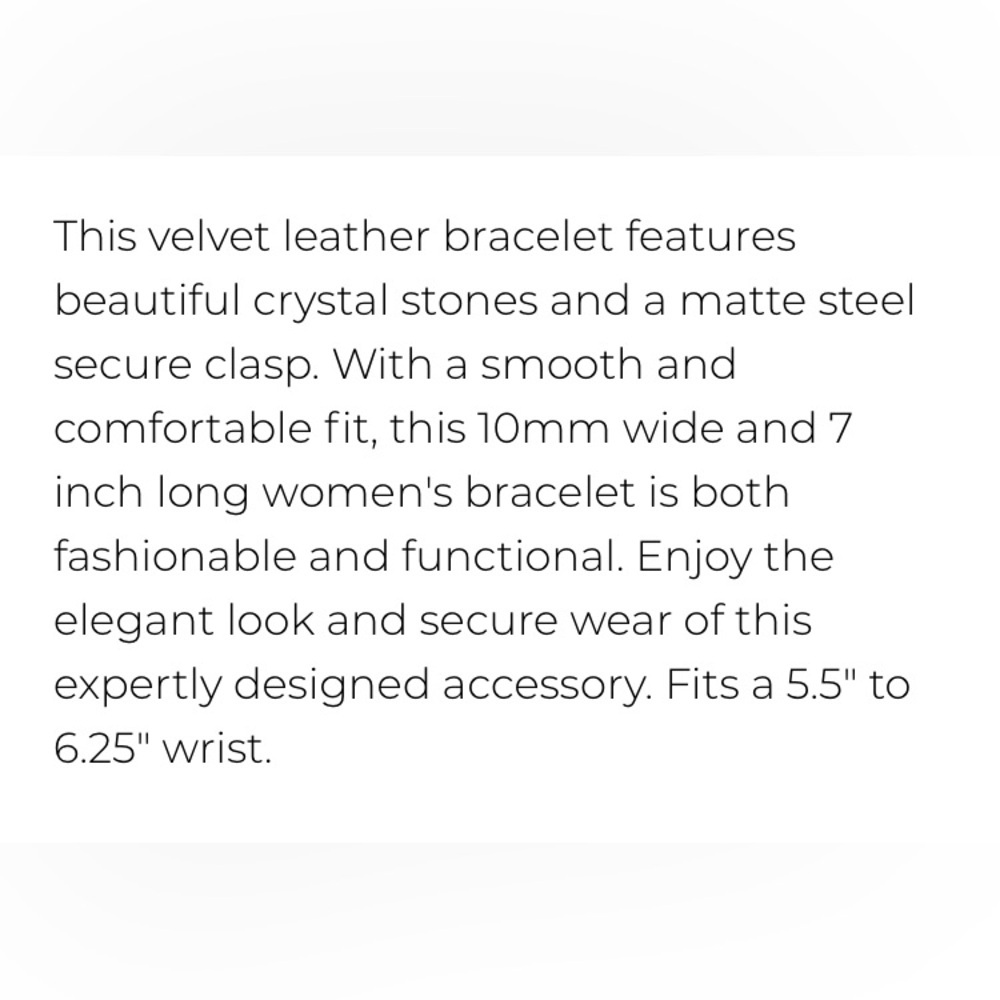 Velvet Leather Crystal Bracelet - Picture 3 of 3